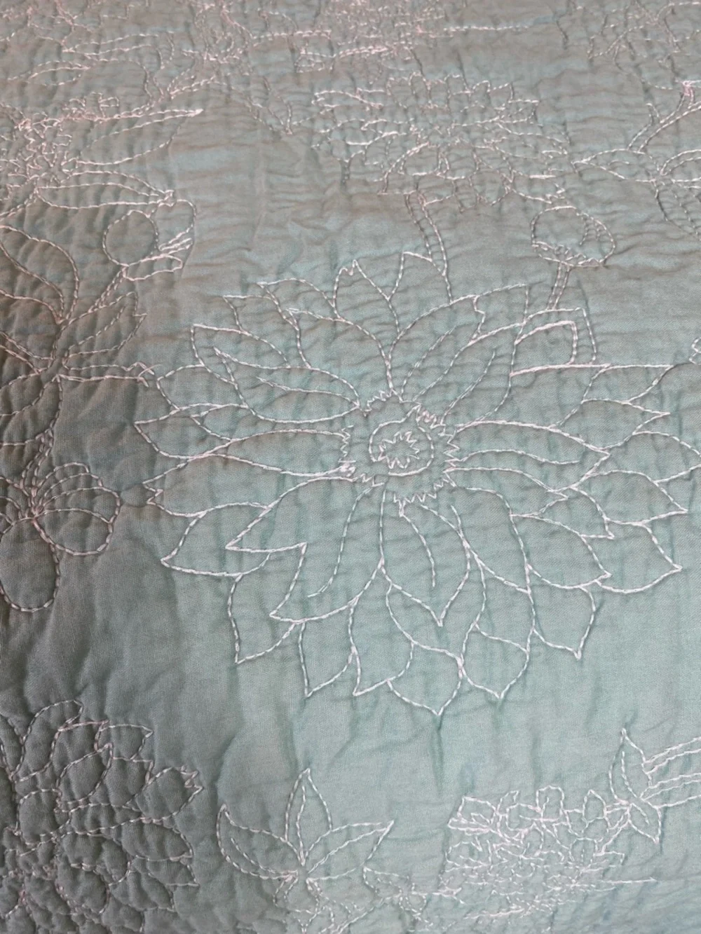 Threshold blue Quilted Bedspread -floral stitching Blue Coverlet